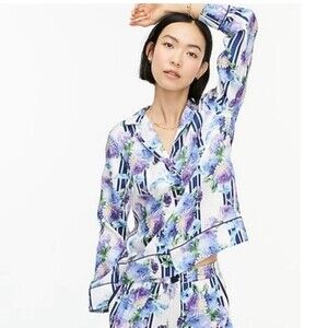 J. Crew Drapey Button Up Top‎ in Vintage Floral Stripe M